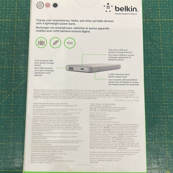 SILVER belkin 5000mAh Pocket Power 5K Portable Power Bank - Picture 10 of 10